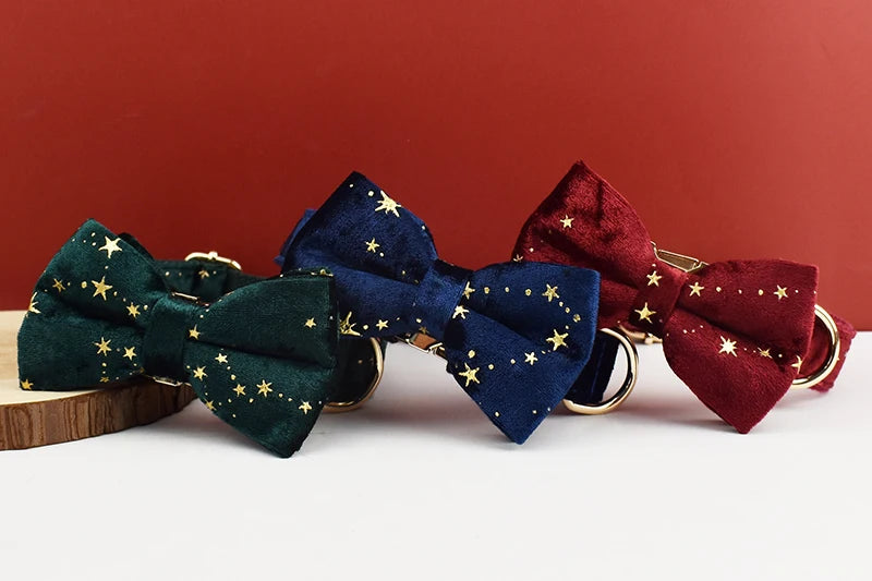 Luxury Personalized Dog Collar  Leash set custom，custom Logo detachable dog bow tie collar designer dog collar and leash set