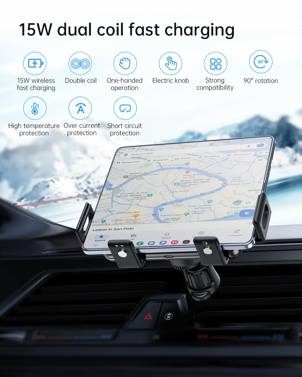Eary 15W Wireless Car Charger for Huawei Mate XT Ultimate Car Phone Holder Mount Air Vent & Dashboard Fast Charging Accessories