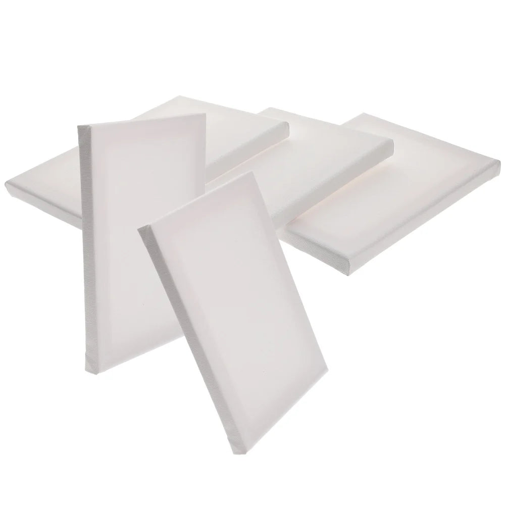 5pcs Stretched Canvas Square Blank Canvases Cotton Canvases For Oils Watercolor Painting Canvas 8 X 6 Inches ( 20 X 15 Cm)