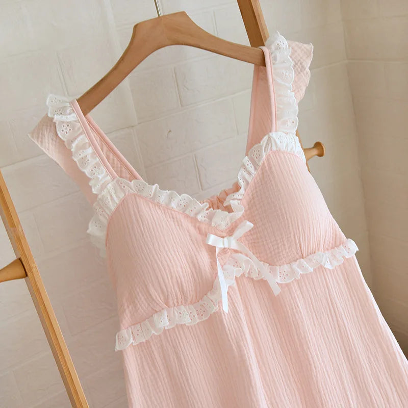 Cotton Solid Color Long Style Nightgown for Women Sleepwear Spring Summer and Autumn Casual Wear Cool Night Gown for Women