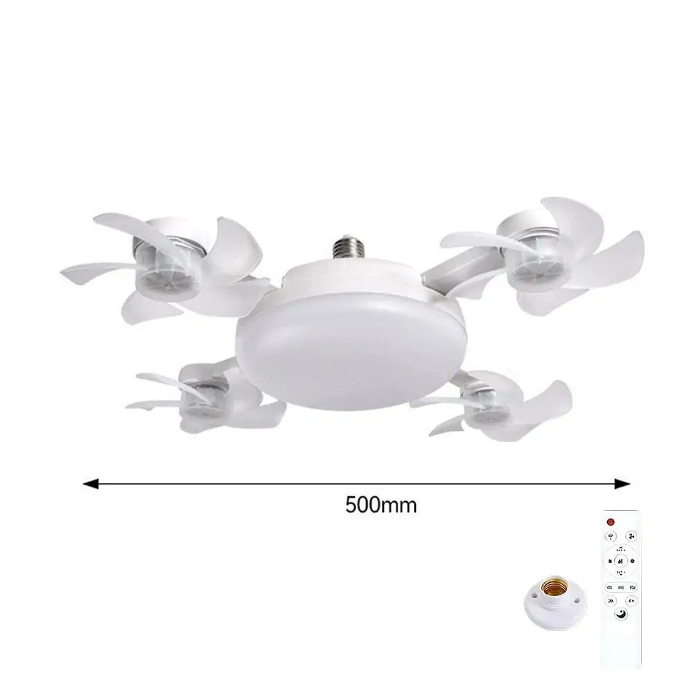 2026 New Drone Style Ceiling Fan Light E27 Base Remote Controlled Dimmable 3 Color LED Design Retractable Blades for Living Room