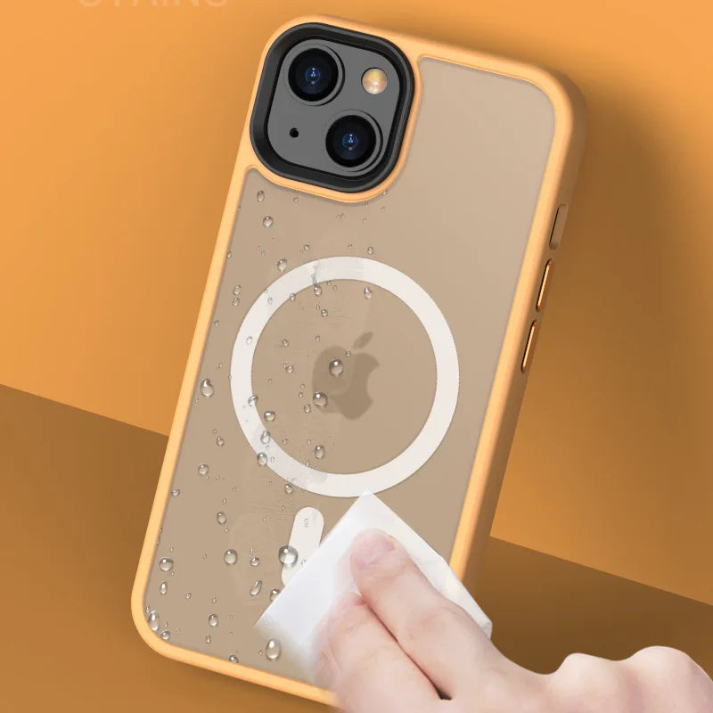 Matte Transparent Case For iPhone 13 12 15 16 17 14 Pro Max Air Cover For MagSafe Wireless Charger Protection Shell Shockproof