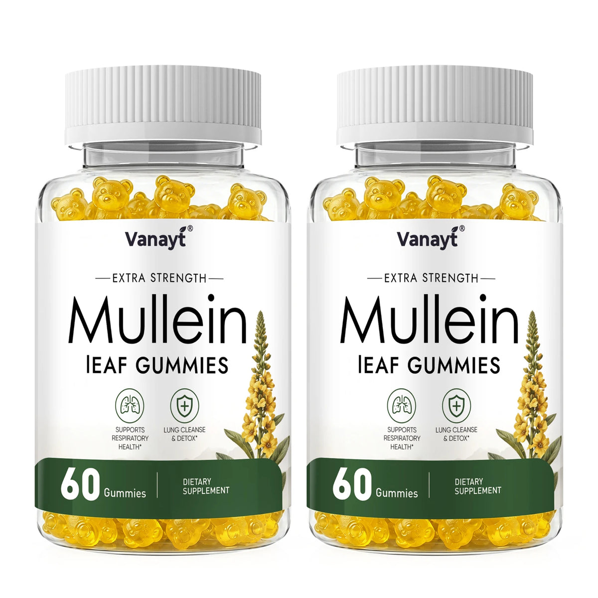 Vanayt 2000 mg Mullein Leaf Gummies - Supports Clear Lungs & Respiratory Health, Natural Detoxification, Enhanced Immune Function