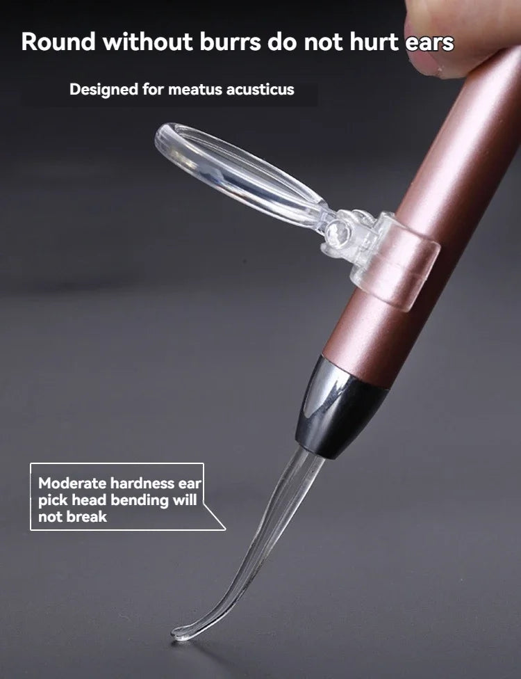 Stainless Steel Ear Scoop Light Visual Ear Cleaner Soft-Touch Ear spoon Head Ear Cleaning Tool Set for Safe Home Use