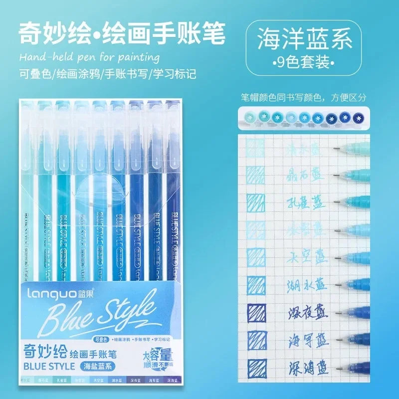 Languo 198/6 PCS Morandi Gel Pen Student Diary Scrapbook Painting DIY Gel Pen Set Coloring Book Drawing Pen School Supplies