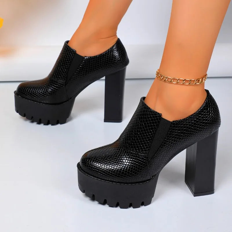 Ladies Shoes 2025 New Brand Slip-on Women's High Heels Hot Sale Round Toe Party Pumps Plus Size Super High Shoes for Women