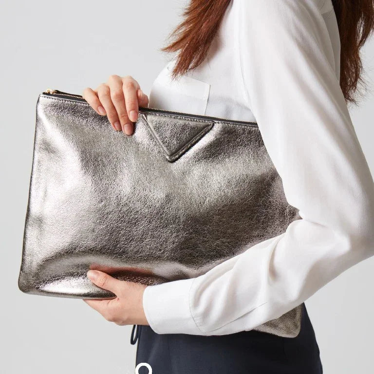 Women Day Clutch Bags Luxury Designer Lady Handbags Female Envelope Bags PU Leather A4 Briefcase Bolsa Wallet Silver