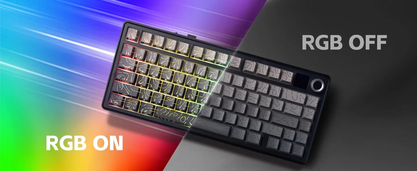 Aula F75 MAX Wireless Gaming Keyboard With Smart Digital Screen and Knob 75% Hot Swappable 3Mode RGB Backlit Mechanical Keyboard