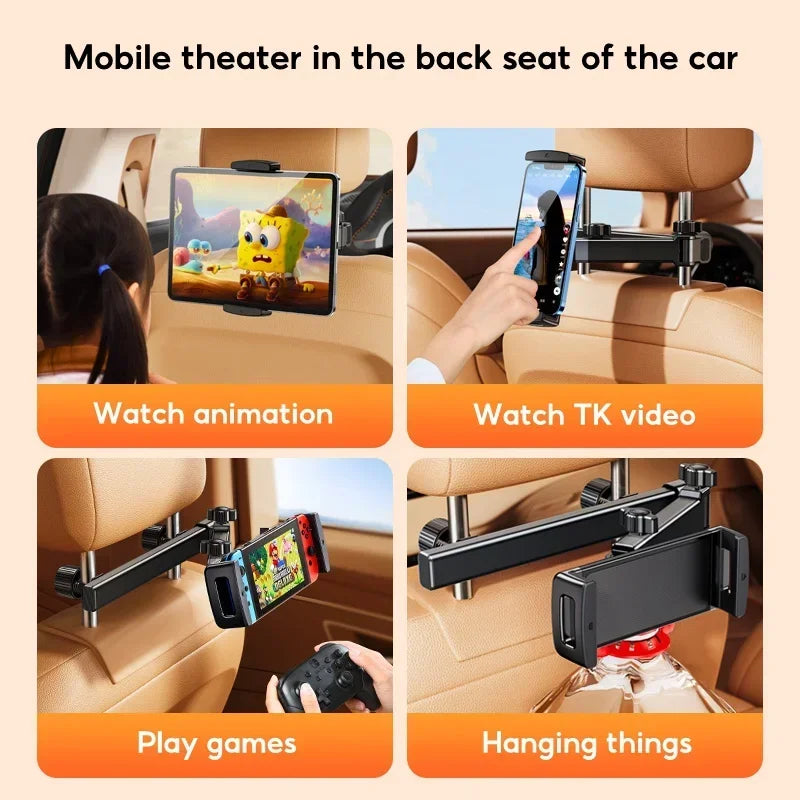 Hipacool Car Phone Holder Tablet Seat Back Stand Headrest Back Seat with 360° Rotatable for 4.7-12.9" for iPhone iPad Universal