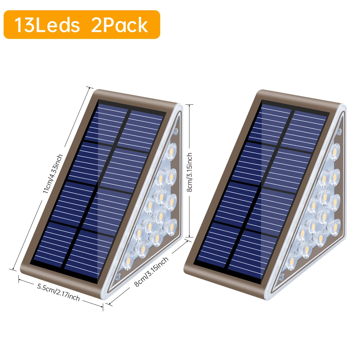 Solar Step Lights Outdoor Waterproof IP67 Solar Powered Stair Lights Triangle Solar Deck Lights for Outside Garden Patio Yard