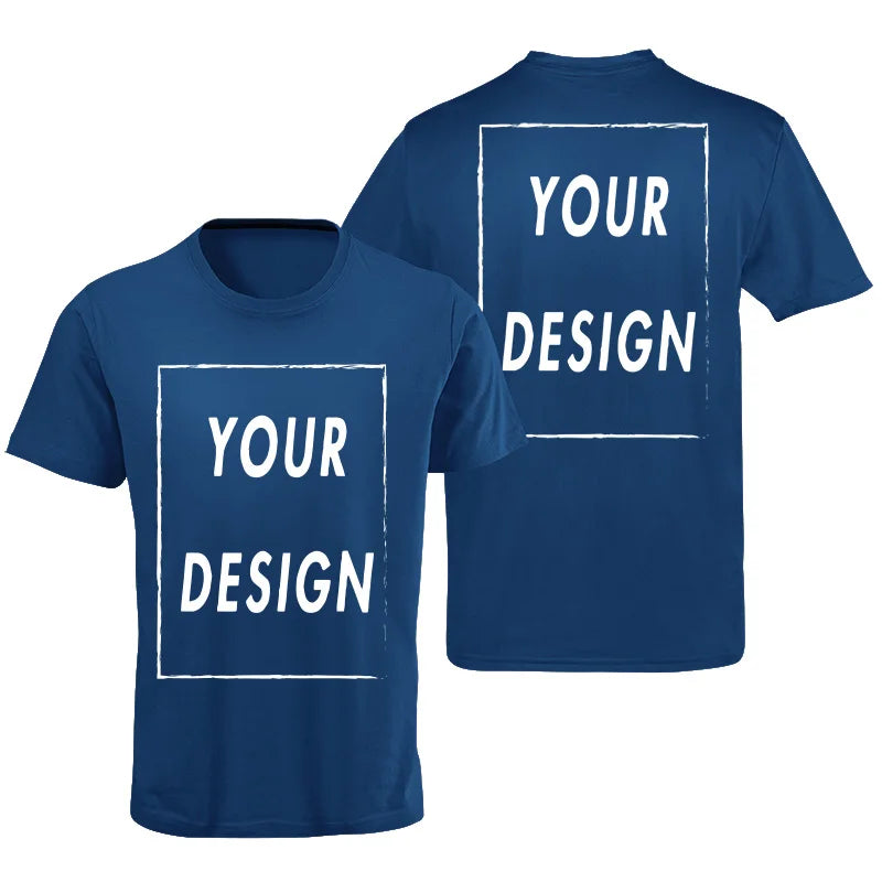 Men's customized T-shirt with their own logo, text, and photos printed on the front and back, customized high-end gifts, Europea