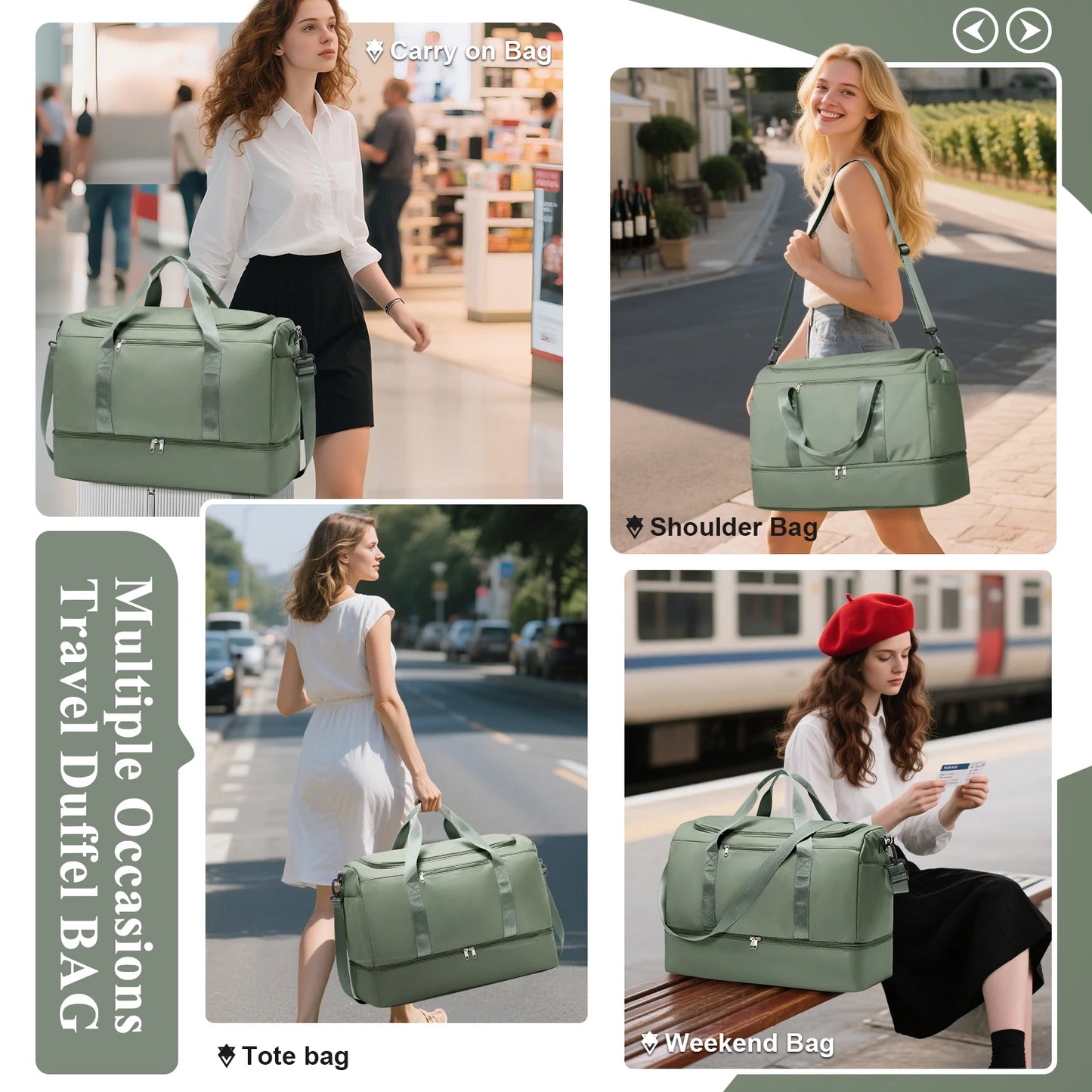 Large Capacity Travel Tote Bag Hand Luggage Travel Bag with Multiple Compartments, Crossbody - Lightweight Durable Sport Gym Bag