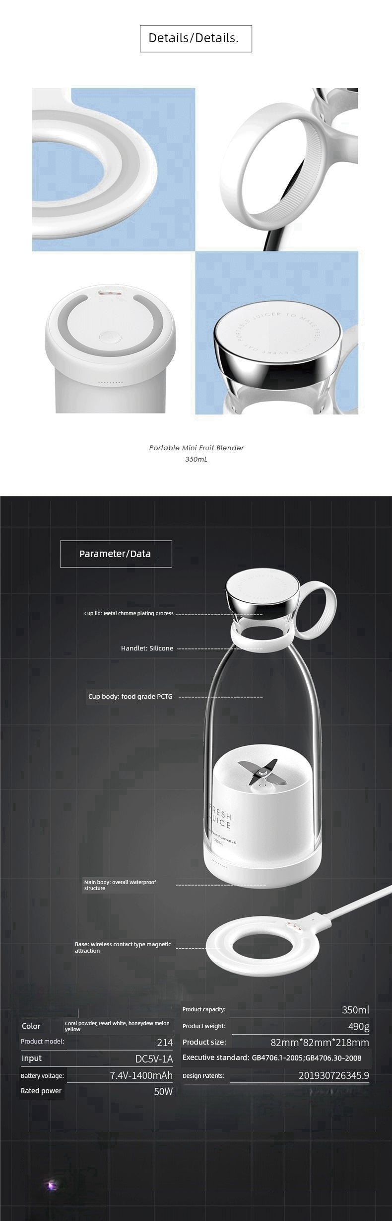 Portable Juicer Cup 2025 New Arrival Small Portable Automatic Fruit Juicer Good-looking Weight Loss Juice Cup