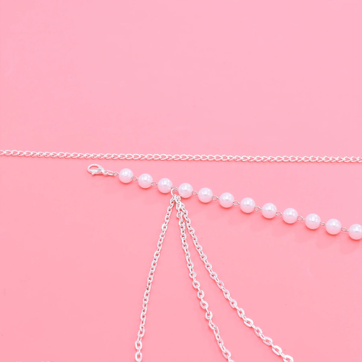 Layered Pearl Charms Waist Chain Silver Plated Belly Chain Bikini Body Chain Women Adjustable Beach Waist Jewelry Accessories