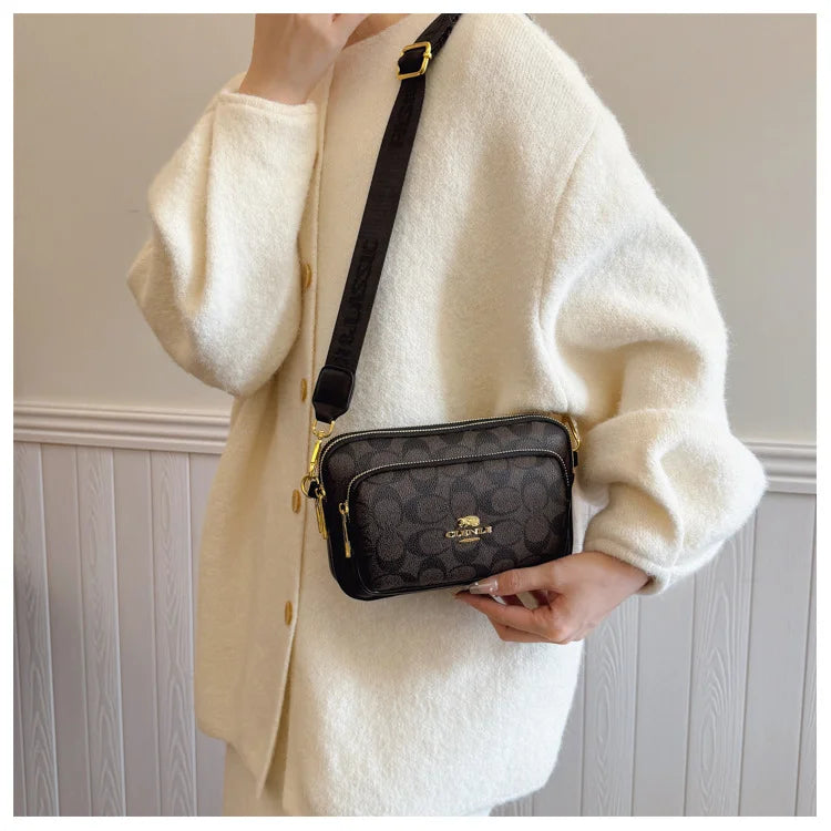 2026 New Retro Luxury Women Shoulder Bag Crossbody Bag Original Circular Pattern Logo Durable Fabric Adjustable Strap Daily Work