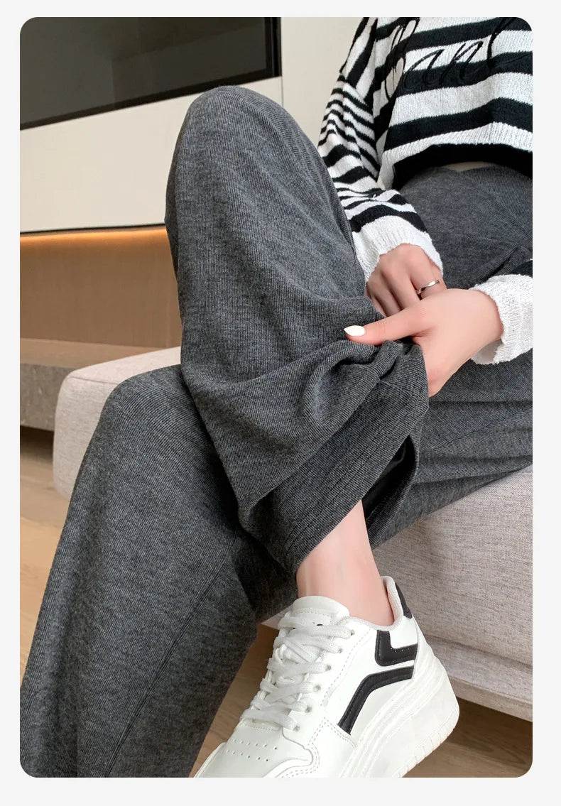 Maternity Pants Spring and Fall Wide-Legged Pants Low-Waisted Glutinous Pants Small Casual Straight Pants Maternity Clothing