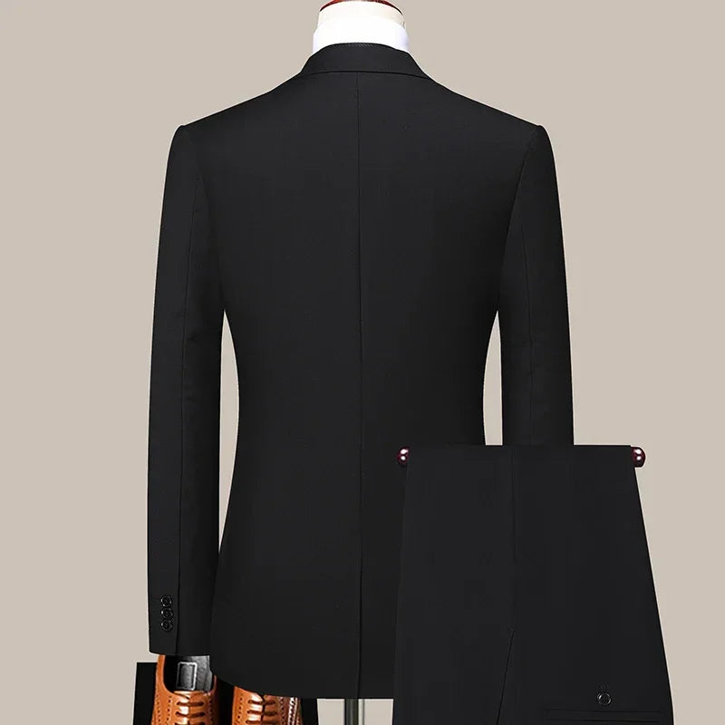Suit Outdoor (Blazer+ Pants) Men's Fashion Business Gentleman's Business Suit Slim Outdoor Decoration Body Wedding Casual Suit