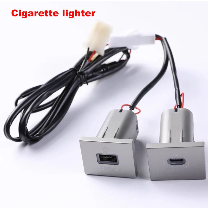 1pc 12V/24V Silvery PD car charger Socket QC3.0 Smart Fast charge USB connector for Ford Focus 2 2004-2010 mk2 Accessories