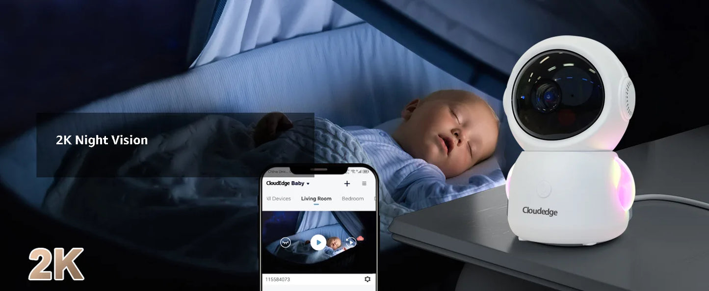 2K Baby Monitor Surveillance Camera Dual-frequency Crying Machine Indoor Safety Protection Remote Monitoring Voice Intercom