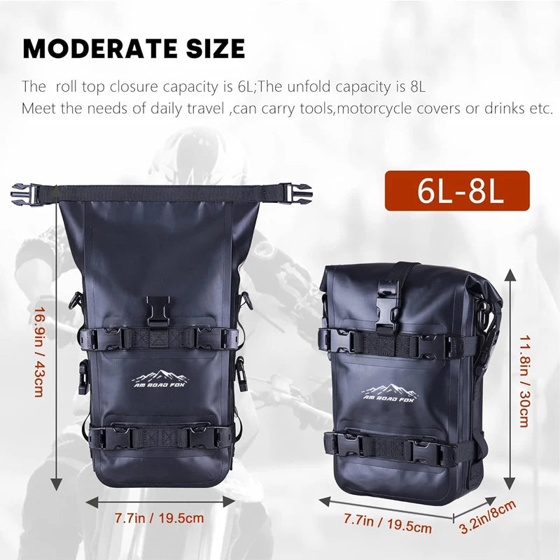 Motorcycle Bumpers Bag Waterproof 6L-8L Motorcycle Side Frame Bag Motorcycle Crash Bar Bag Universal Tools Storage Bag