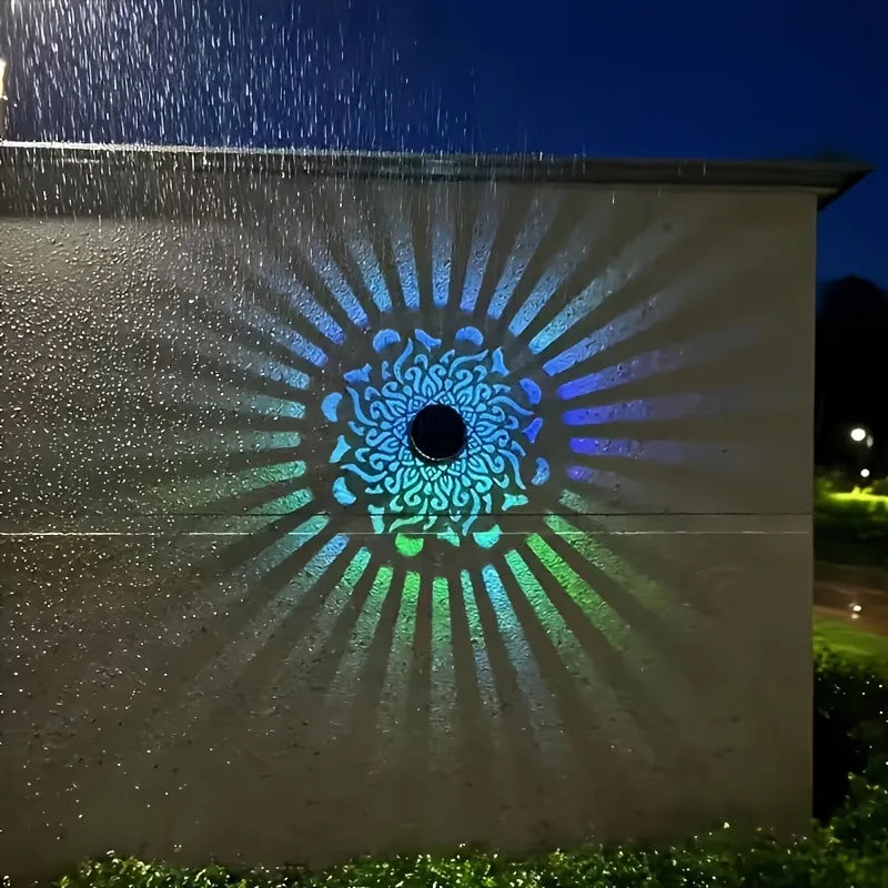 LED Solar Mandala Wall Lamp Openwork Projection Lawn Light Outdoor Garden Decorative Landscape Light for Garden Lawn Fence Porch