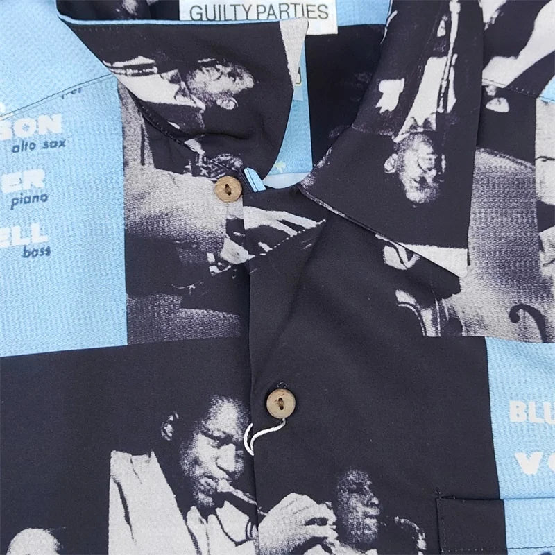 High-end Summer WACKO MARIA Solid Color Cursive wackomaria Embroidery Logo Simple Hawaii Short Sleeve Shirt