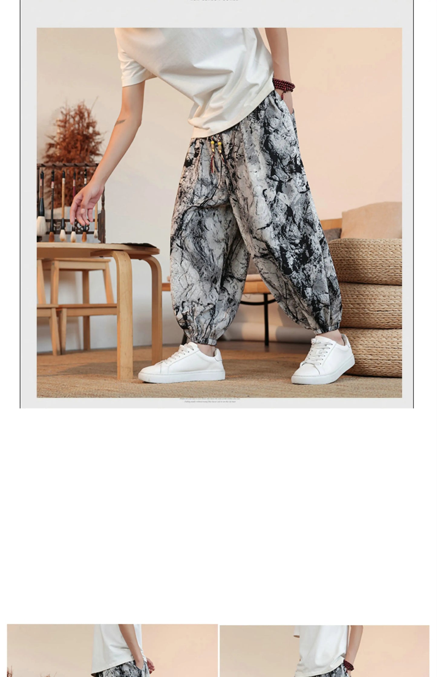 Summer Men Wide-leg Pants Male Retro Harem Pants Mens Hiphop Streetwear Harajuku Style Casual Pants Women Jogging Trousers