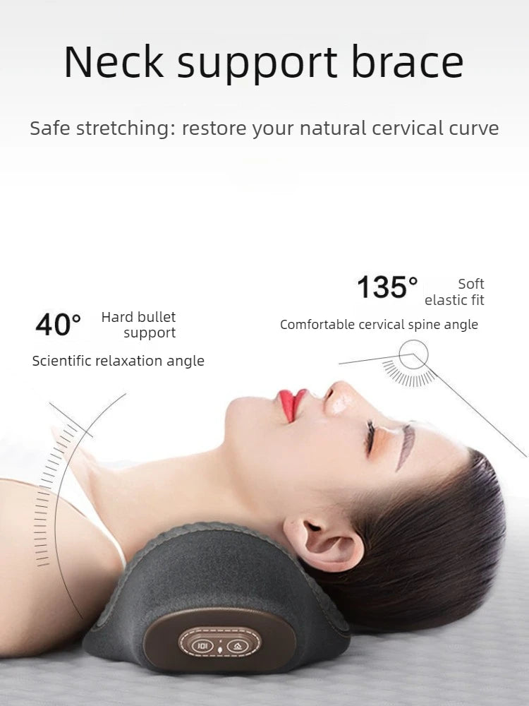 Electric Neck Massager Neck Pillow, Hot Compress, Neck Stretching, Heating Vibration, Shoulder Massage Pillow, Back Traction