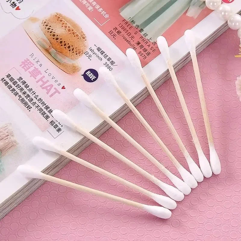 100pcs Colorful Safe Pure Cotton Swabs Baby Infant Dual Head Use Cleaning Makeup  Swabs for Ear Nostril Cleaning