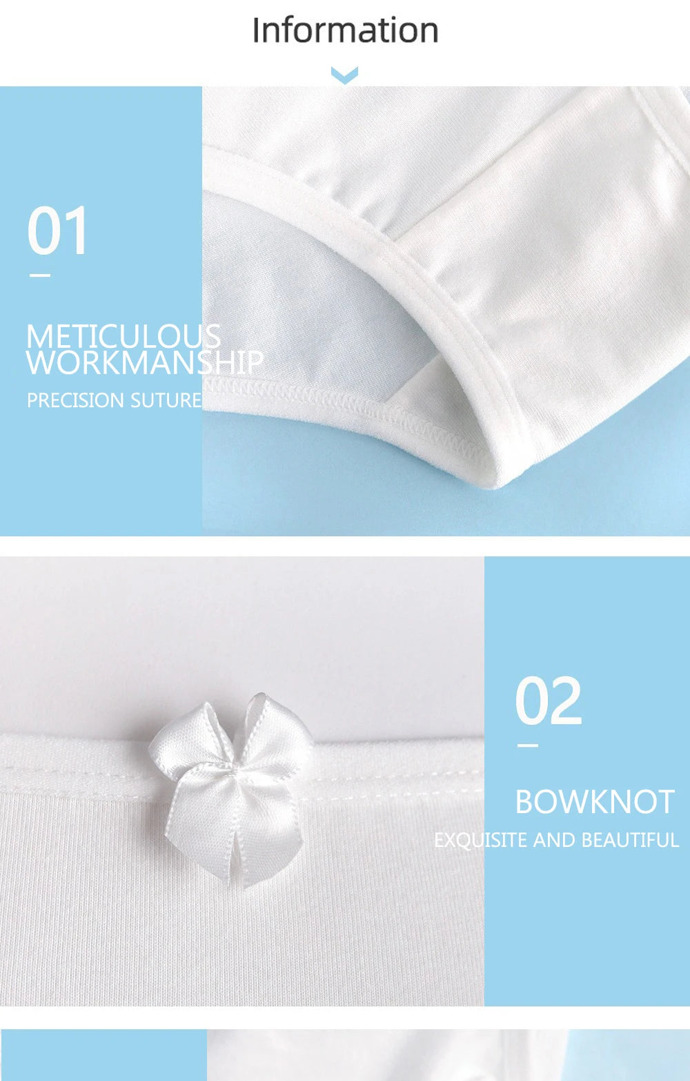 3PCS Kids Panties Girls Pure White Cotton Briefs Little Girl Soft Breathable Panties Baby Underpants Children's Cute Underwear