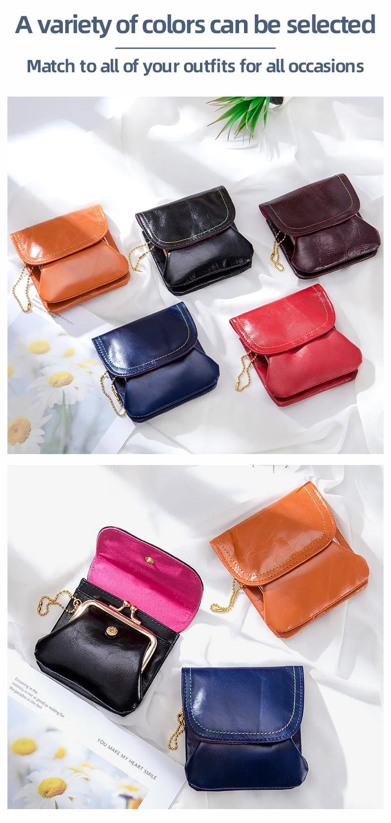 New Cowhide Wallets for Women Female Genuine Leather Purses Fashion Large Capacity Cute Wallet Money Bag Small Coin Card Holders
