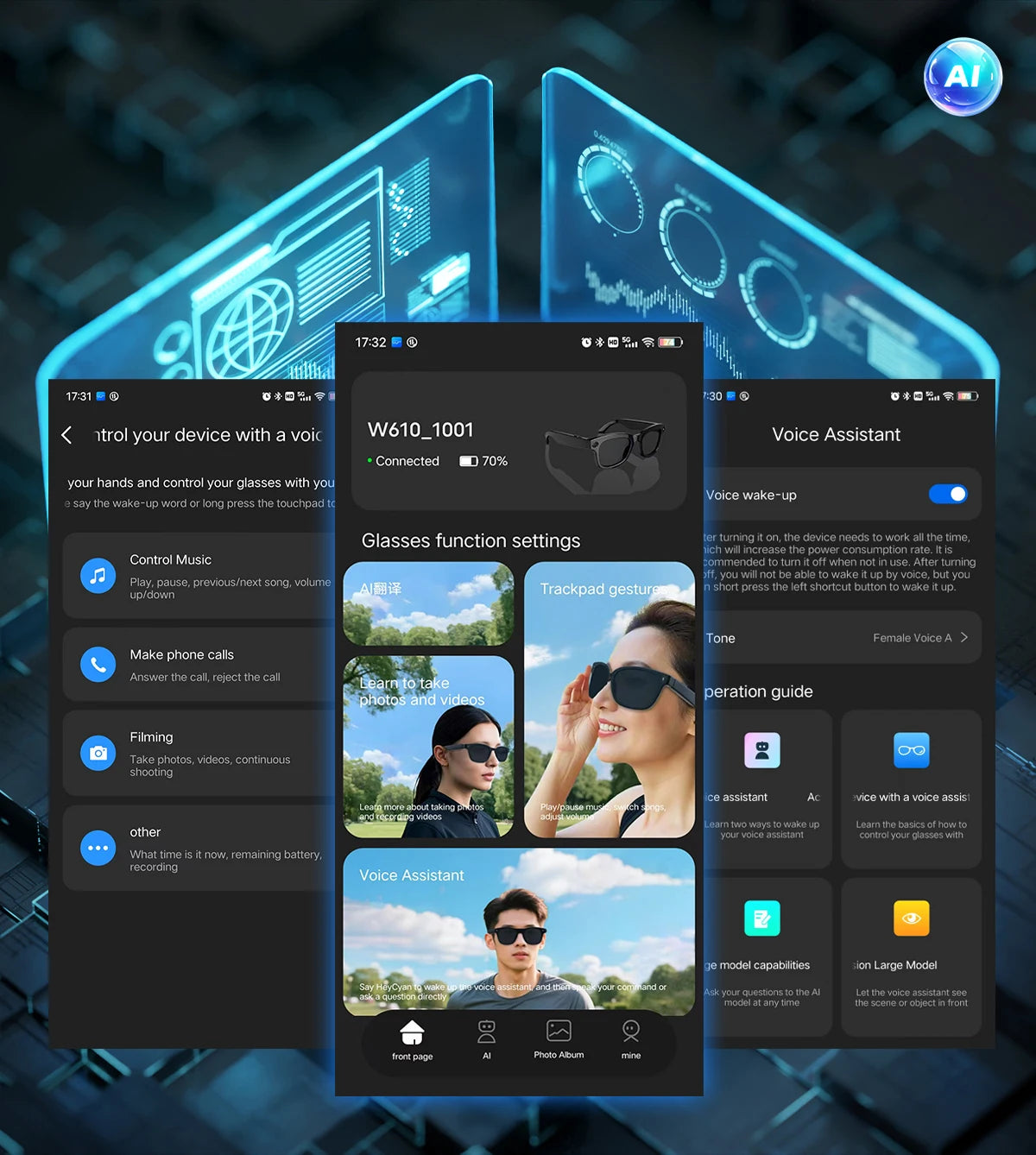 LIGE AI Smart Glasses with Camera Sunglasses Mini Camera Video Recorder Wireless Bluetooth Call Anti-blue Glasses for Man Women