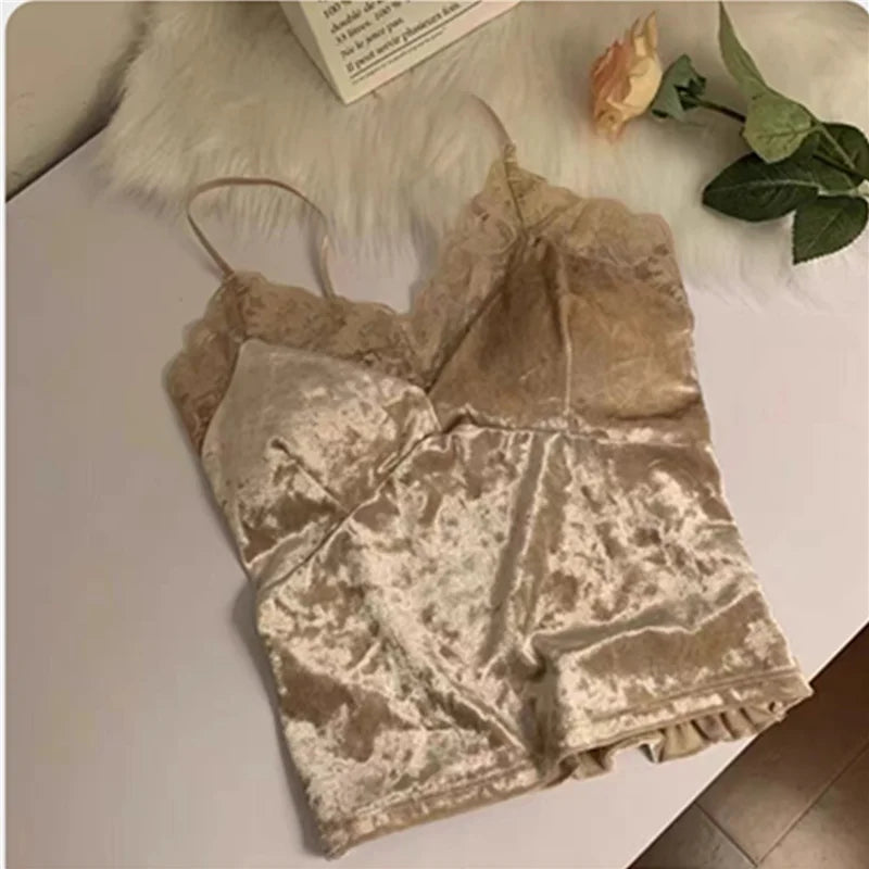 Lace Patchwork Velvet Csole Women's ort Sle Inner Wear Pad Included Slim Fit Base irt Top for Autumn Winter