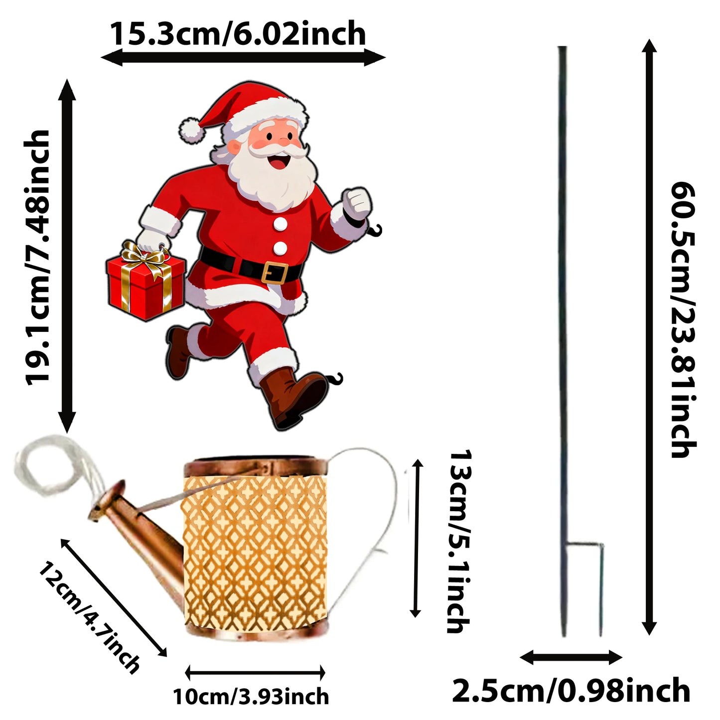 New Metal Santa Watering Can Solar Garden Light - Festive Atmosphere Outdoor Decorative Lamp with Light Projection for Christmas