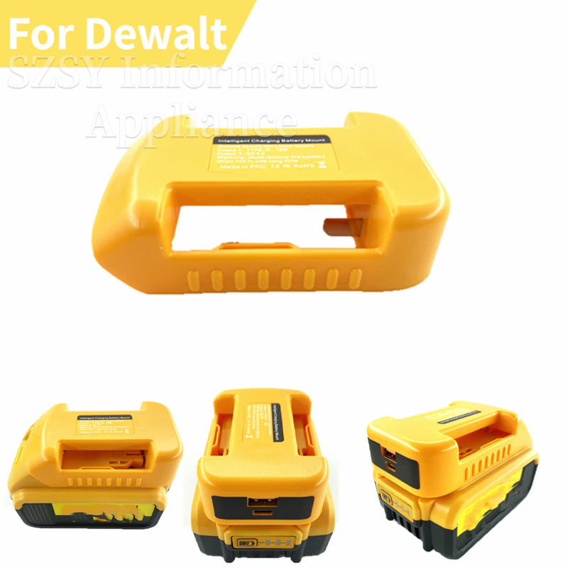 For Dewalt 18V 20V Li-ion Battery With USB Type-C Fast Charger USB Converter Rack Portable Battery Holder Power Bank Belt Buckle