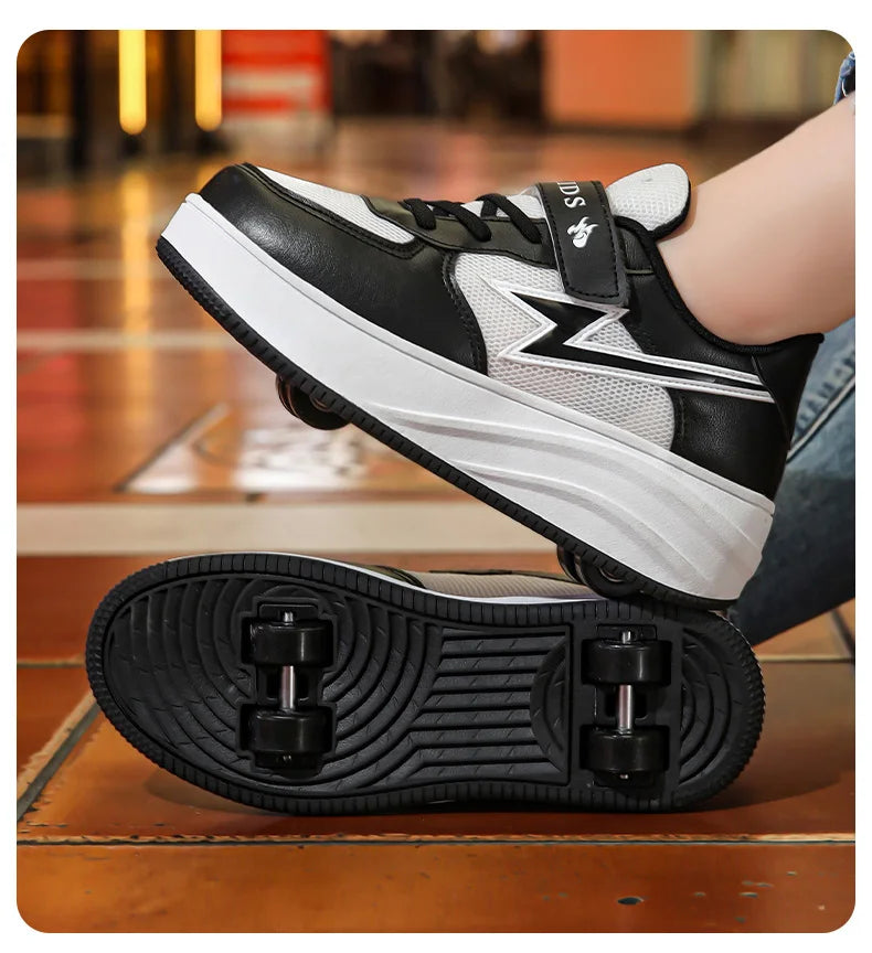 Children's walking shoes Girls 2025 new breathable roller skates boys primary school four wheel roller shoes can walk and slide