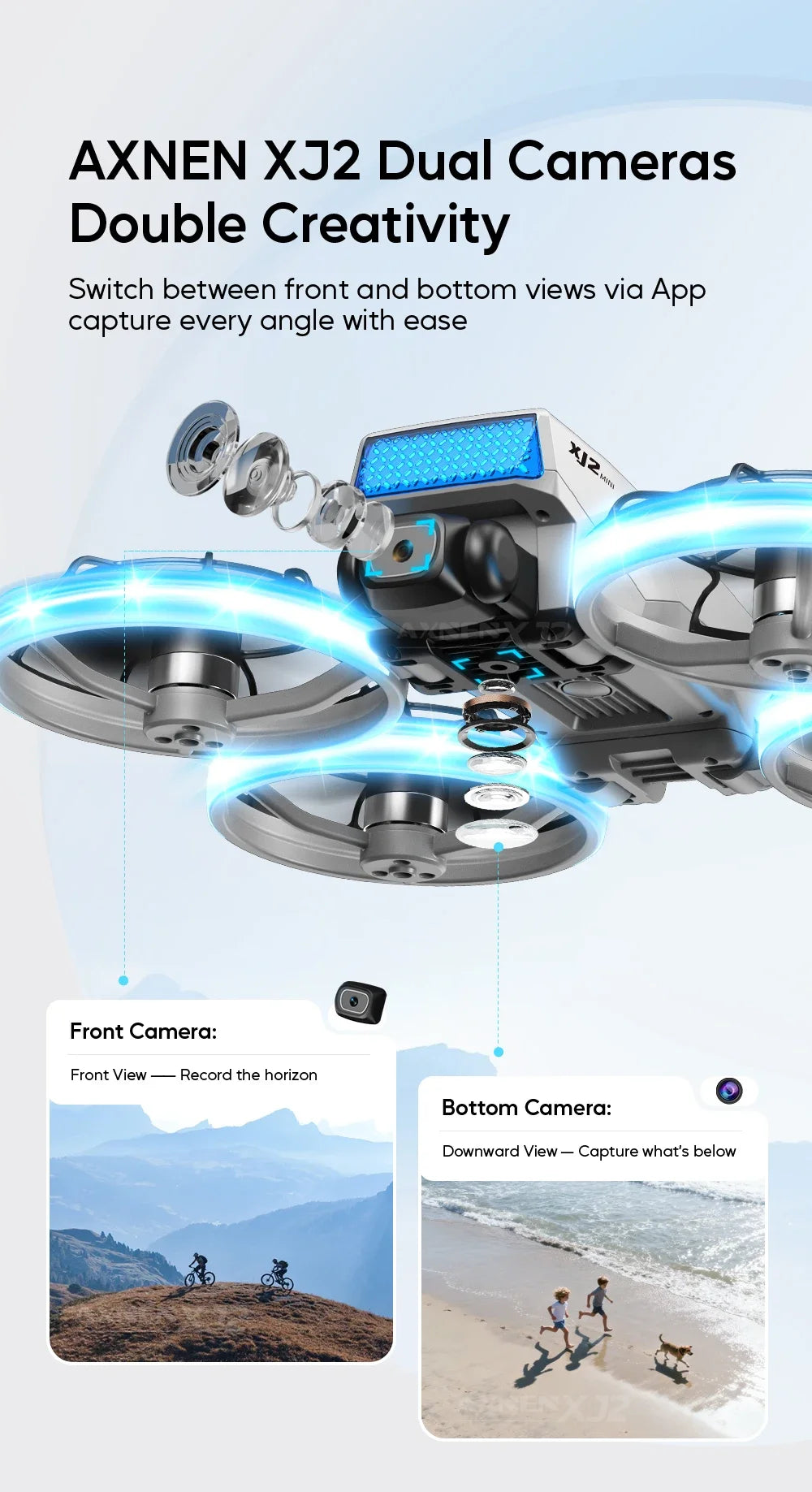 XJ2 Mini Drone 8K HD Camera, Foldable Brushless RC Quadcopter, Remote Control Toy for Kids Teens Beginners Gift Drone