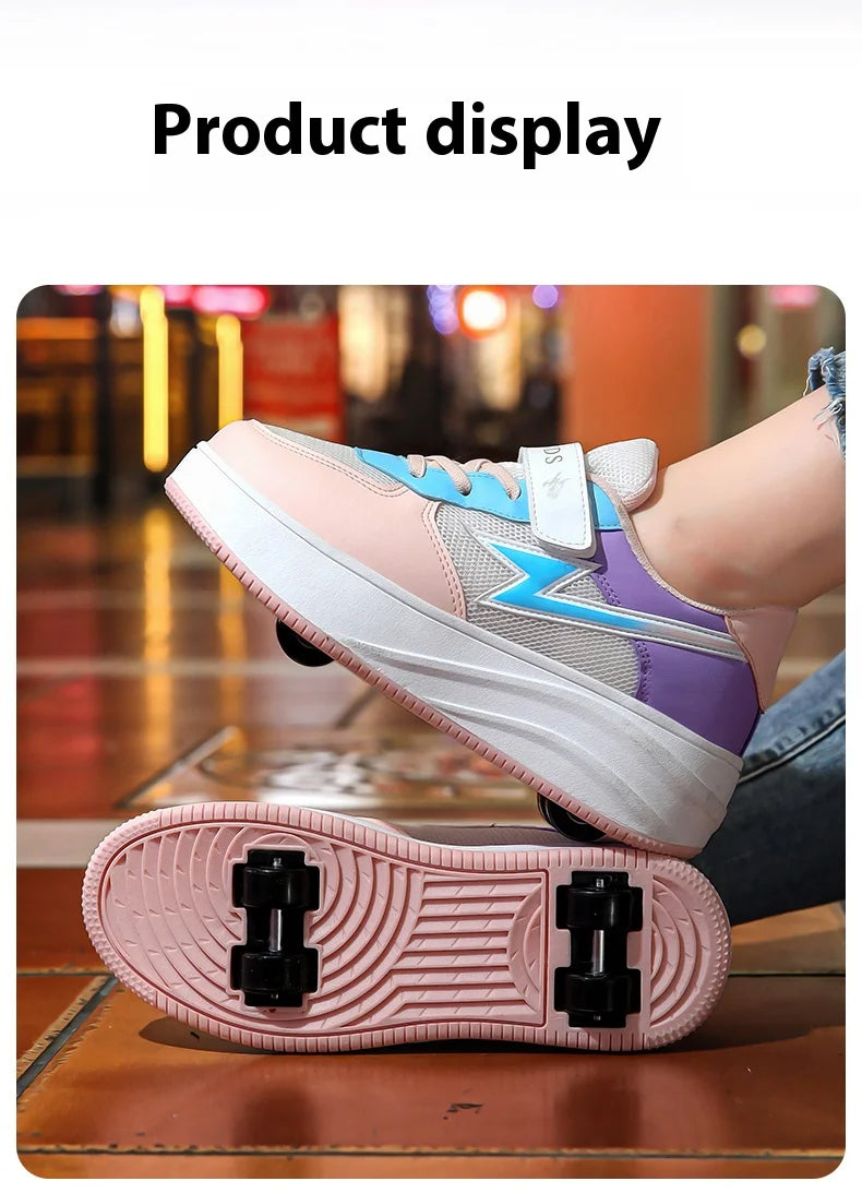 Children's walking shoes Girls 2025 new breathable roller skates boys primary school four wheel roller shoes can walk and slide