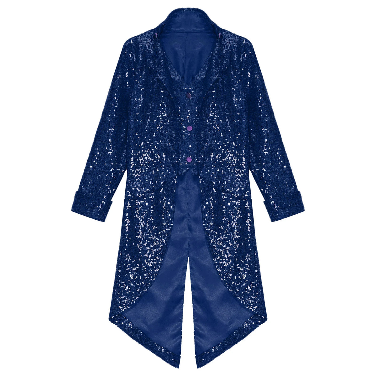 Kids Boys Halloween Medieval Renaissance Costume Sparkly Sequins Victorian Tailcoat Jacket Frock Coat Long Sleeve Gothic Tuxedo