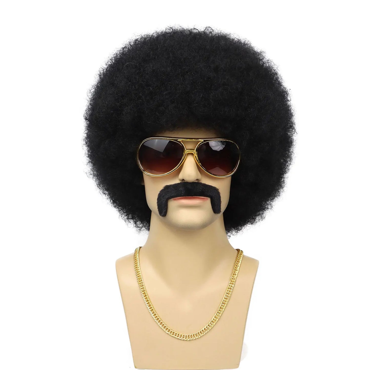 Synthetic 70S 80S Men’s Afro Wig for Disco Party Hippie Extensionsro Curly Retro Disco Rocker Wigs for Costume Halloween Cosplay