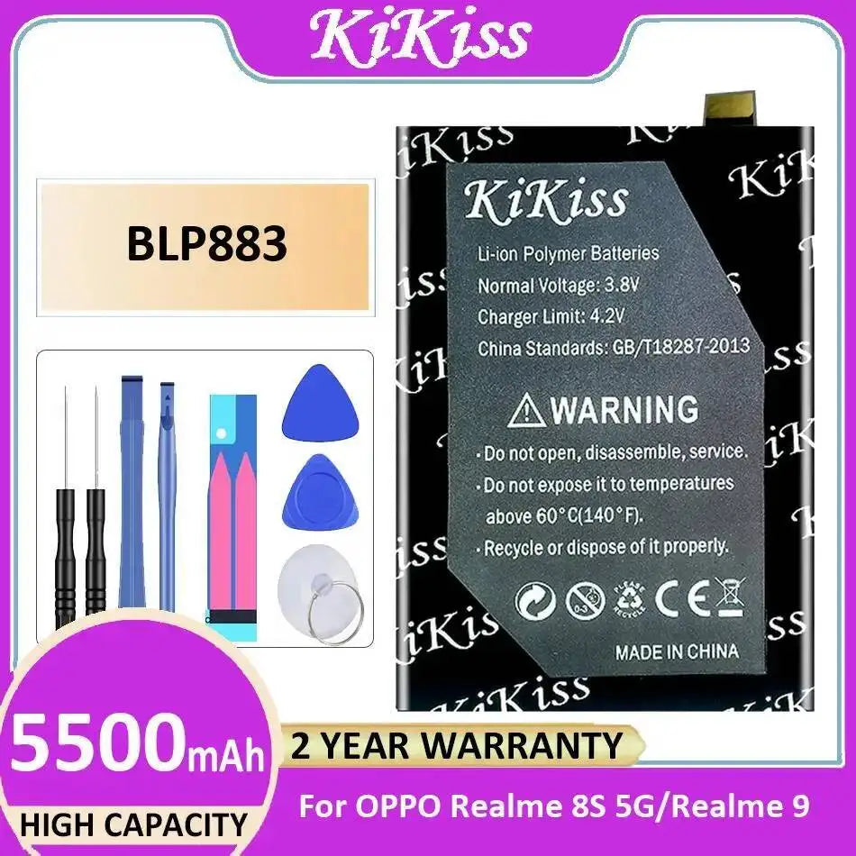 Environmentally Friendly Mobile Phone Battery Durable BLP883 5500Mah For Oppo Realme 8S 5G 9