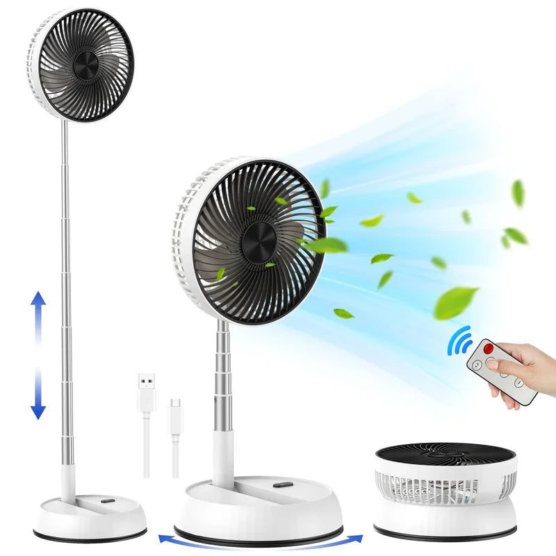2026 NEW  Outdoor Portable Silent Remote Control Desktop Vertical Automatic Shaking Fan Aluminum Alloy Telescopic Timed Home Fan