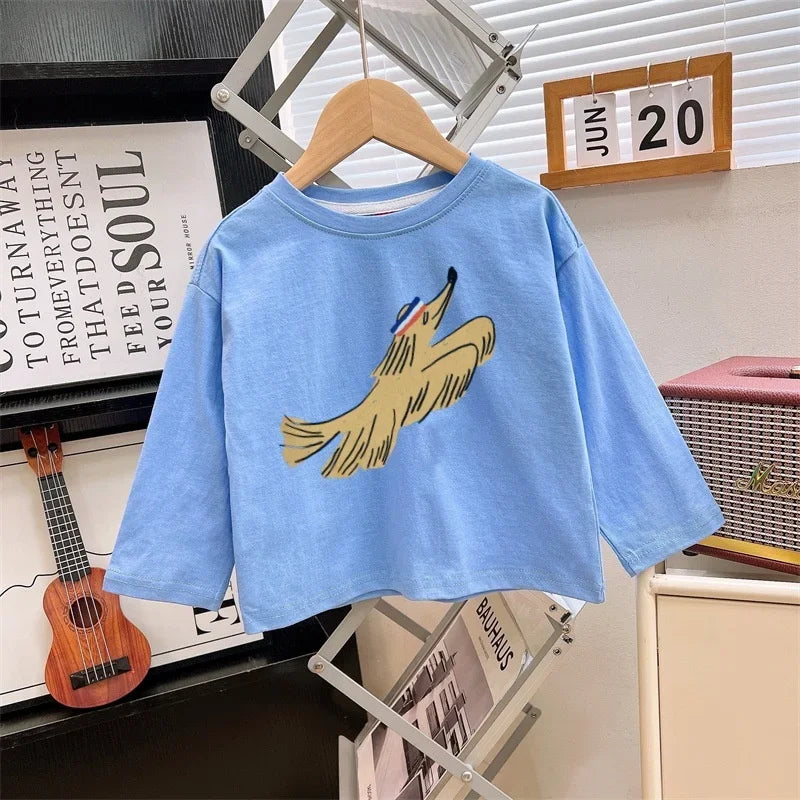 kids shirts 2024 new autumn full sleeve baby girls tops boys tees cotton children clothing cartoon kids t-shirts