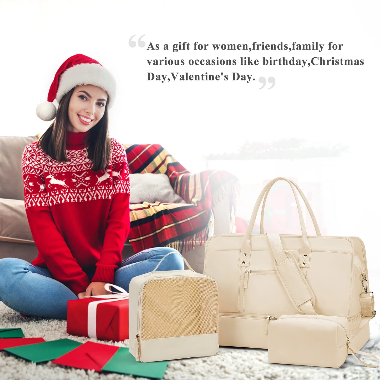 Luggage Travel Bags with a Clothes Bag and Toiletry Bag Large Capacity Daily Commuter Shoulder Bag Woman Tote Bags Handbag Woman