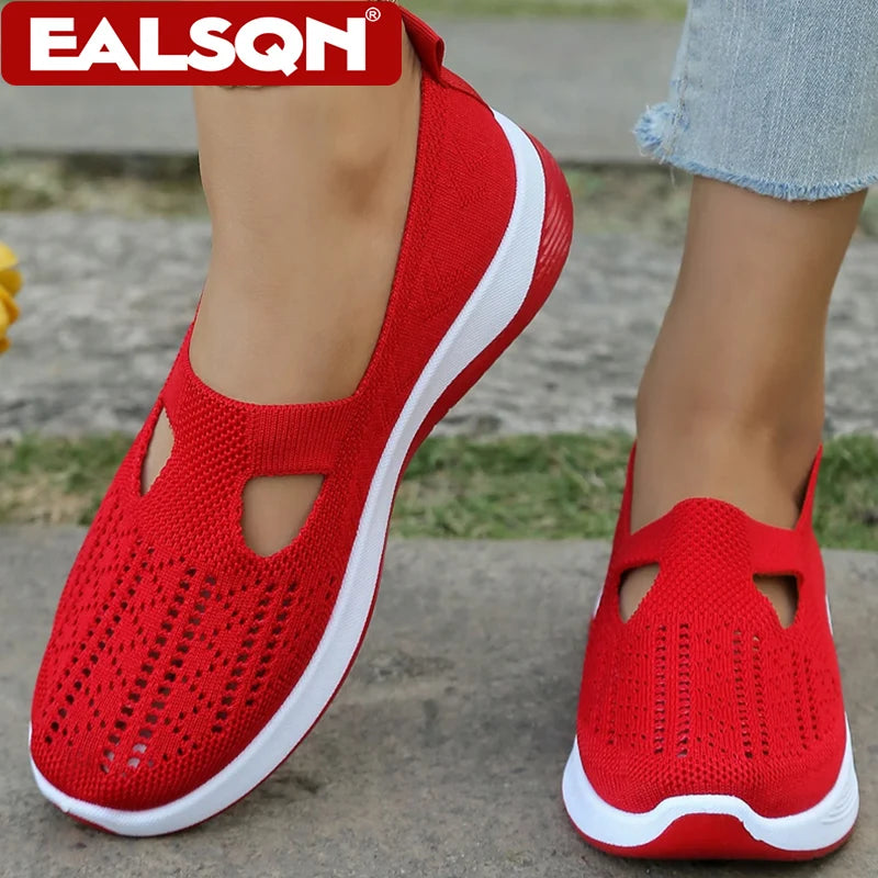 Women's Sneakers Breathable Slip on Walking Shoes Mesh Low Top Ladies Vulcanized shoes Soft Sole Lightweight Casual Shoes