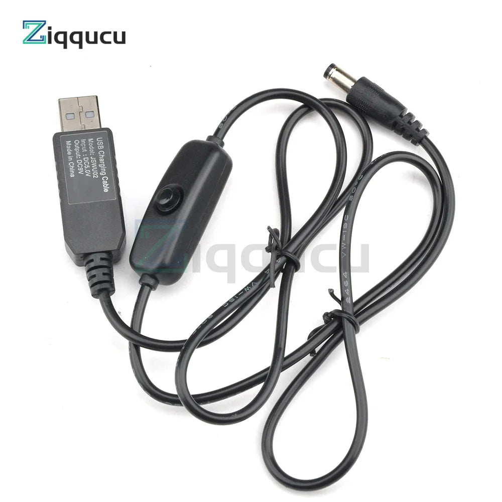 USB Power Boost Line DC 5V to DC 5V 9V 12V Step UP Module USB Converter Adapter Cable with Switch Plug Length 1m