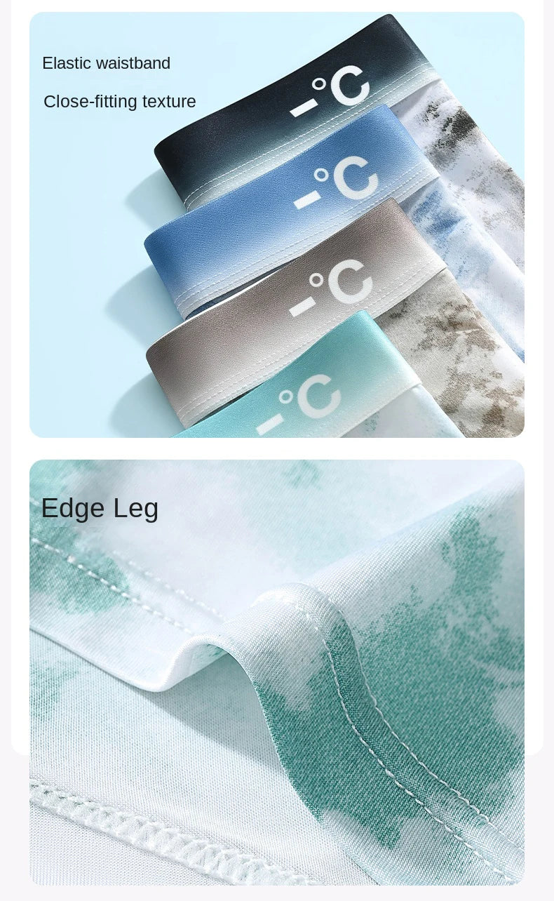 4Pcs Boxer Shorts Men's Ice Silk Underwear Male Underpants Breathable Sexy Thin Panties U Convex Lingerie Wholesale Lots L-6XL