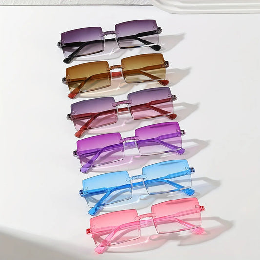 6pcs Rectangle Fashion Sunglasses For Women Men Cute Candy Color Decorative Shades Sun Glasses UV400