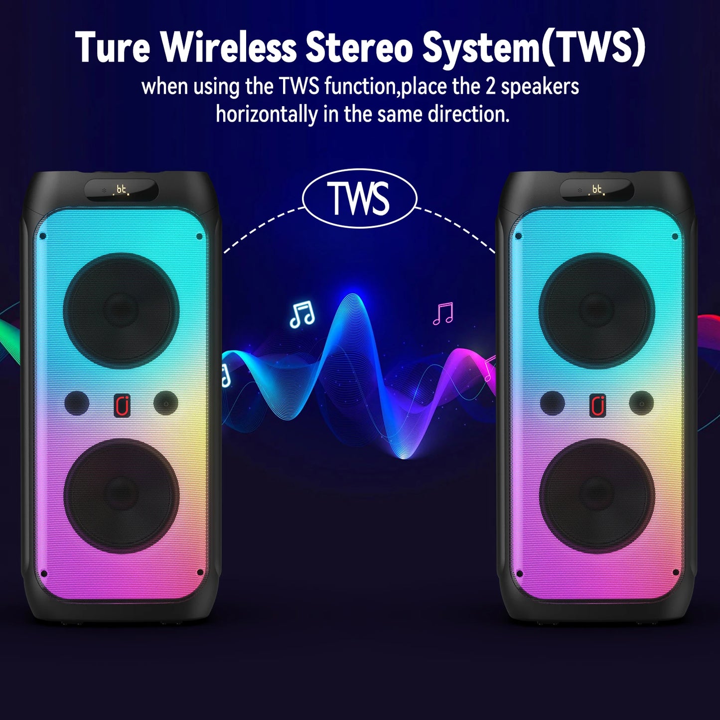 Karaoke Machine for Adults, Big Party Speaker with 500W Peak Power, Wireless PA System with Dual 8" Subwoofers, Disco Lights