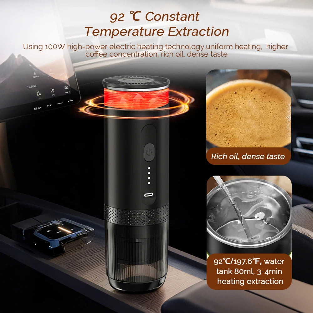 3-in-1 Portable Capsule Coffee Machine Wireless Espresso Coffee Maker Coffee Machine Travel Home Use Automatic Coffee Maker
